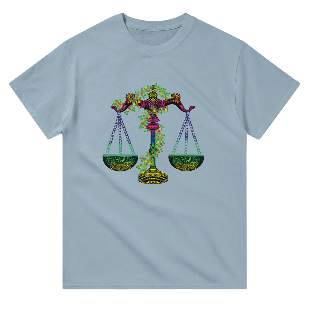 Image of Light Blue Graphic Tee with Libra Sign by AK Pattern Studio 