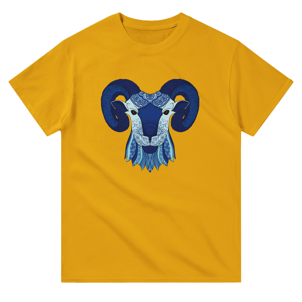 Image of Yellow Graphic Tee with Aries Sign by AK Pattern Studio 