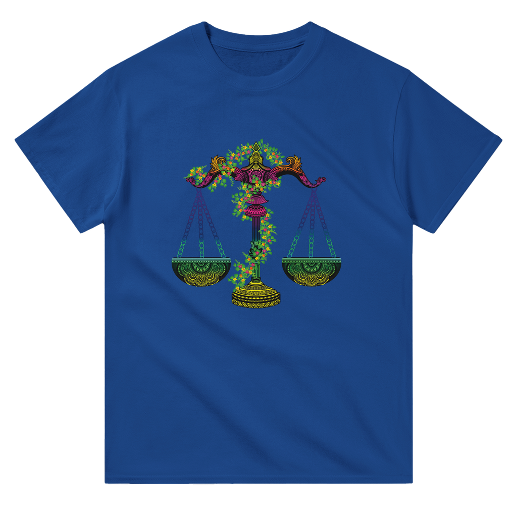 Image of Blue Graphic Tee with Libra Sign by AK Pattern Studio 