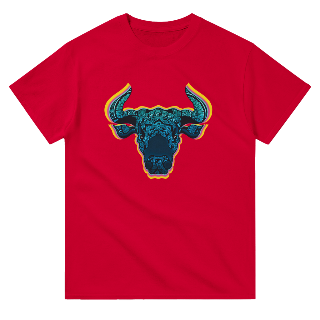 Image of Red Graphic Tee with Taurus Sign by AK Pattern Studio 