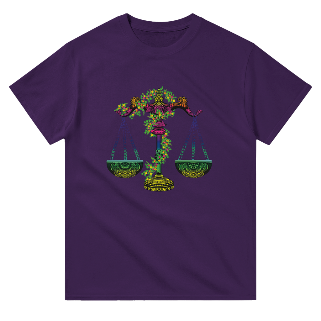 Image of Purple Graphic Tee with Libra Sign by AK Pattern Studio 