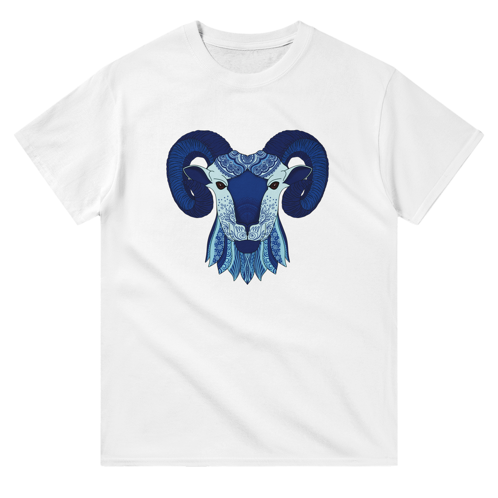 Image of White Graphic Tee with Aries Sign by AK Pattern Studio 