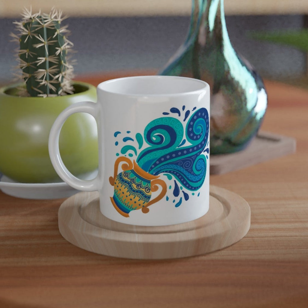 Image of Aquarius Sign coffee Mug designed by AK Pattern Studio