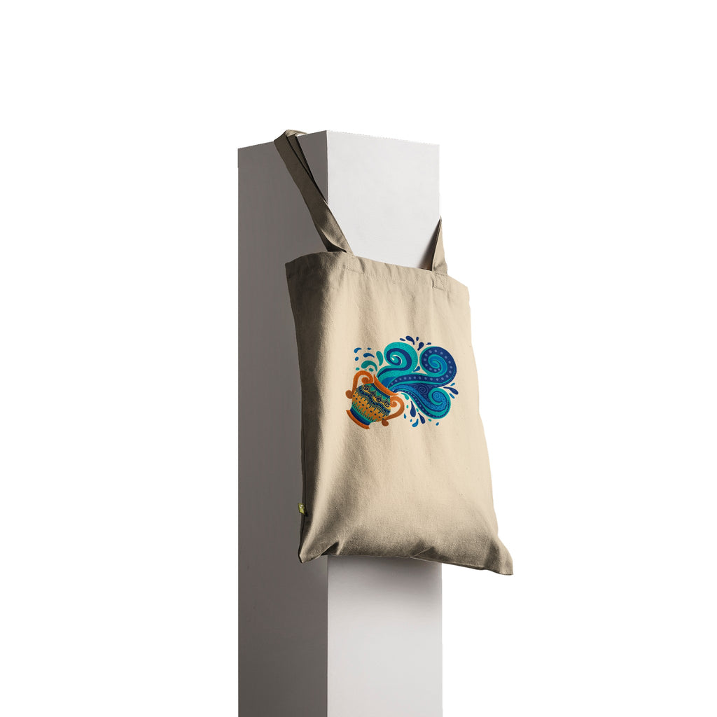 Image of Hanging Tote bag with Aquarius Sign Designed by AK Pattern Studio  