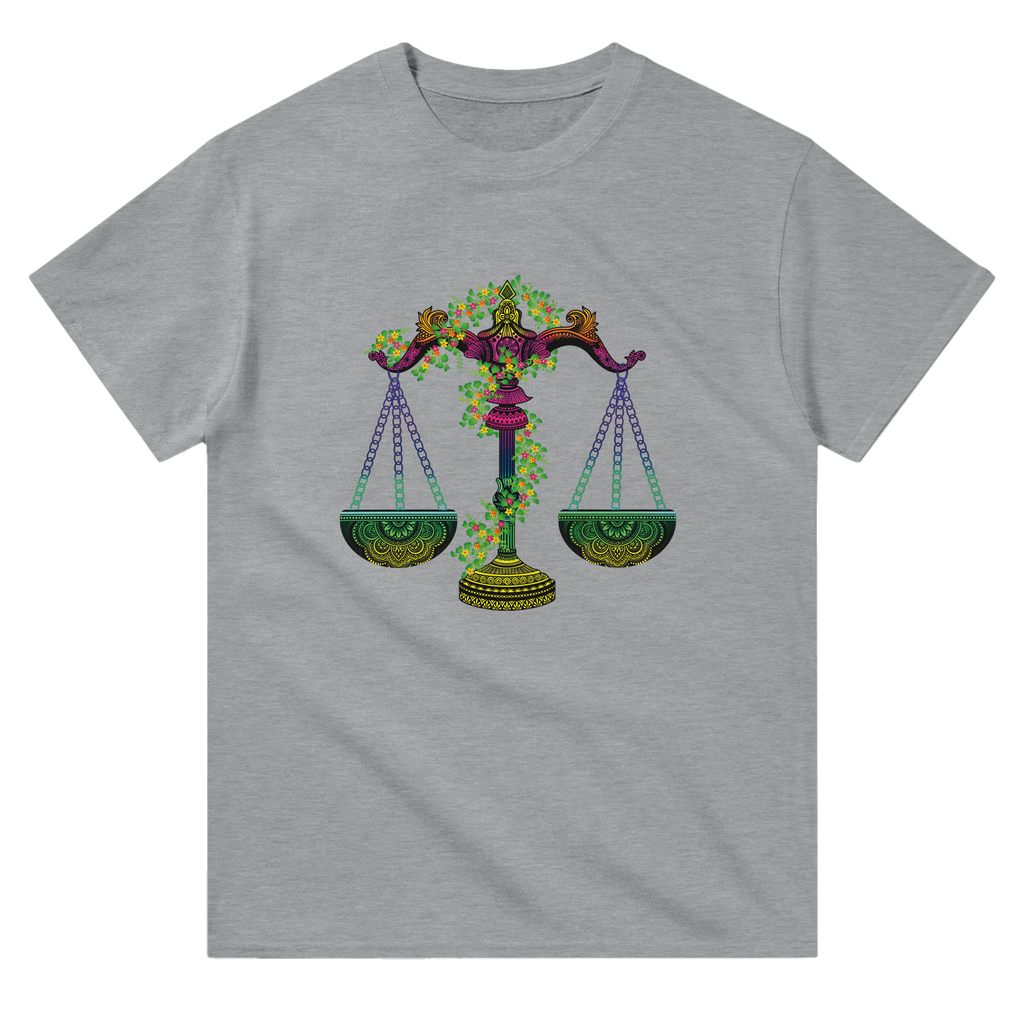 Image of Grey Graphic Tee with Libra Sign by AK Pattern Studio 