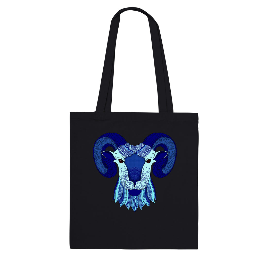 Image of Black tote Bag with Aries design by AK Pattern Studio