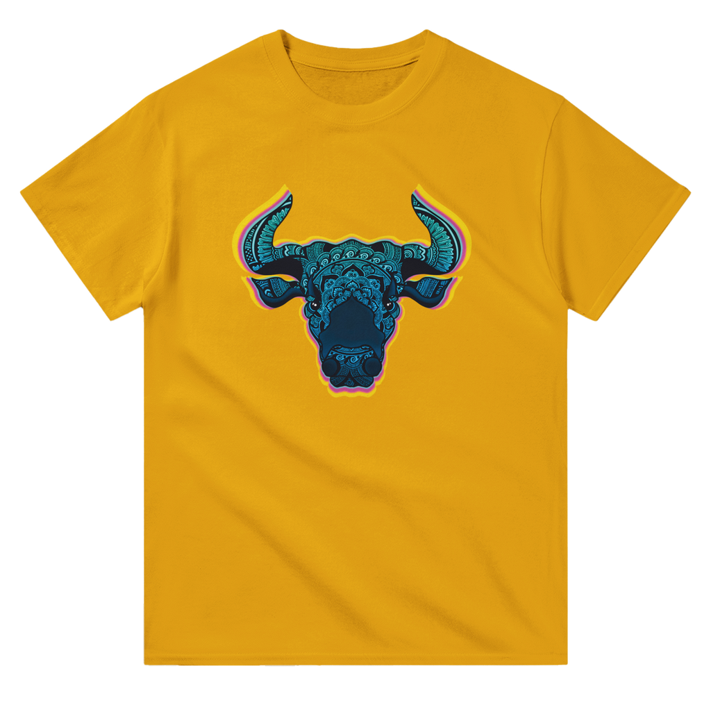 Image of Yellow Graphic Tee with Taurus Sign by AK Pattern Studio 