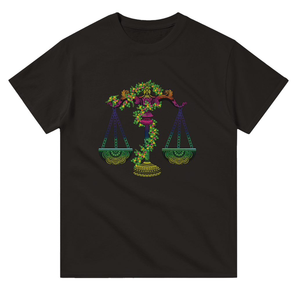 Image of Black Graphic Tee with Libra Sign by AK Pattern Studio 