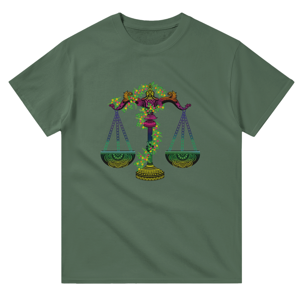 Image of Green Graphic Tee with Libra Sign by AK Pattern Studio 