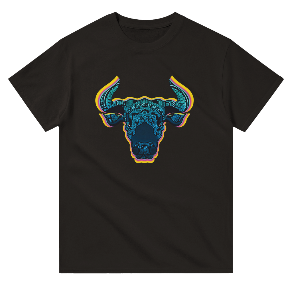 Image of Black Graphic Tee with Taurus Sign by AK Pattern Studio 