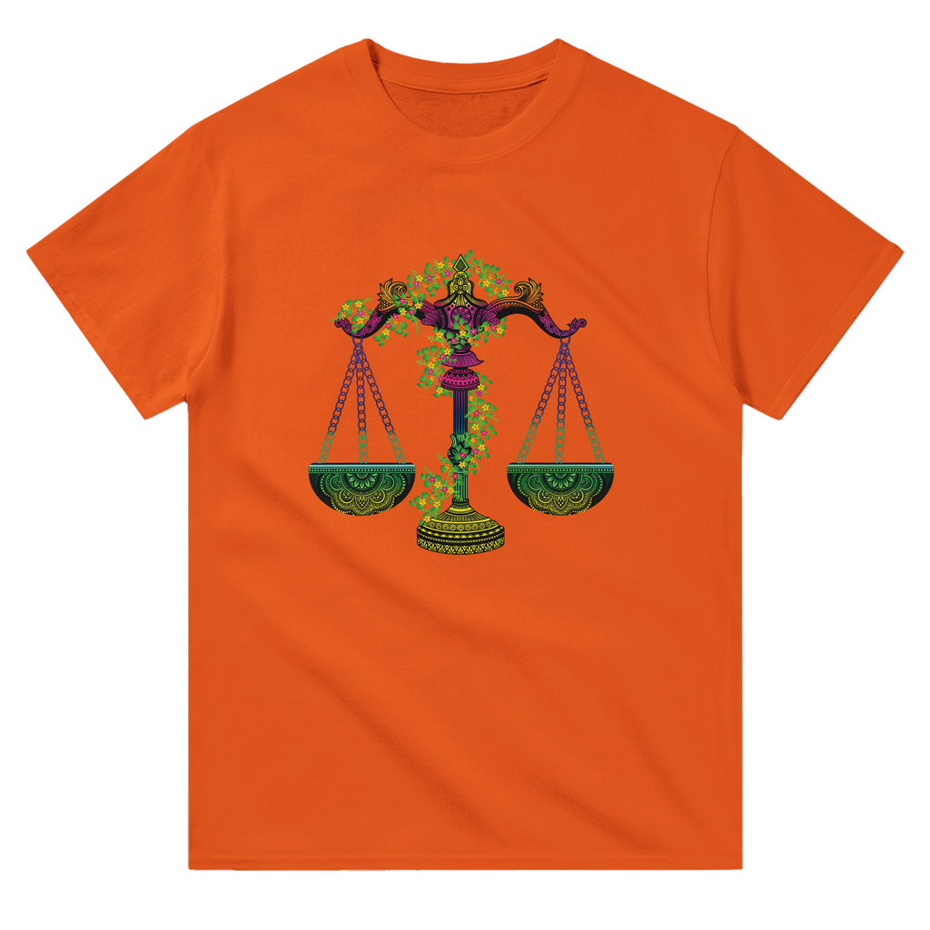 Image of Orange Graphic Tee with Libra Sign by AK Pattern Studio 