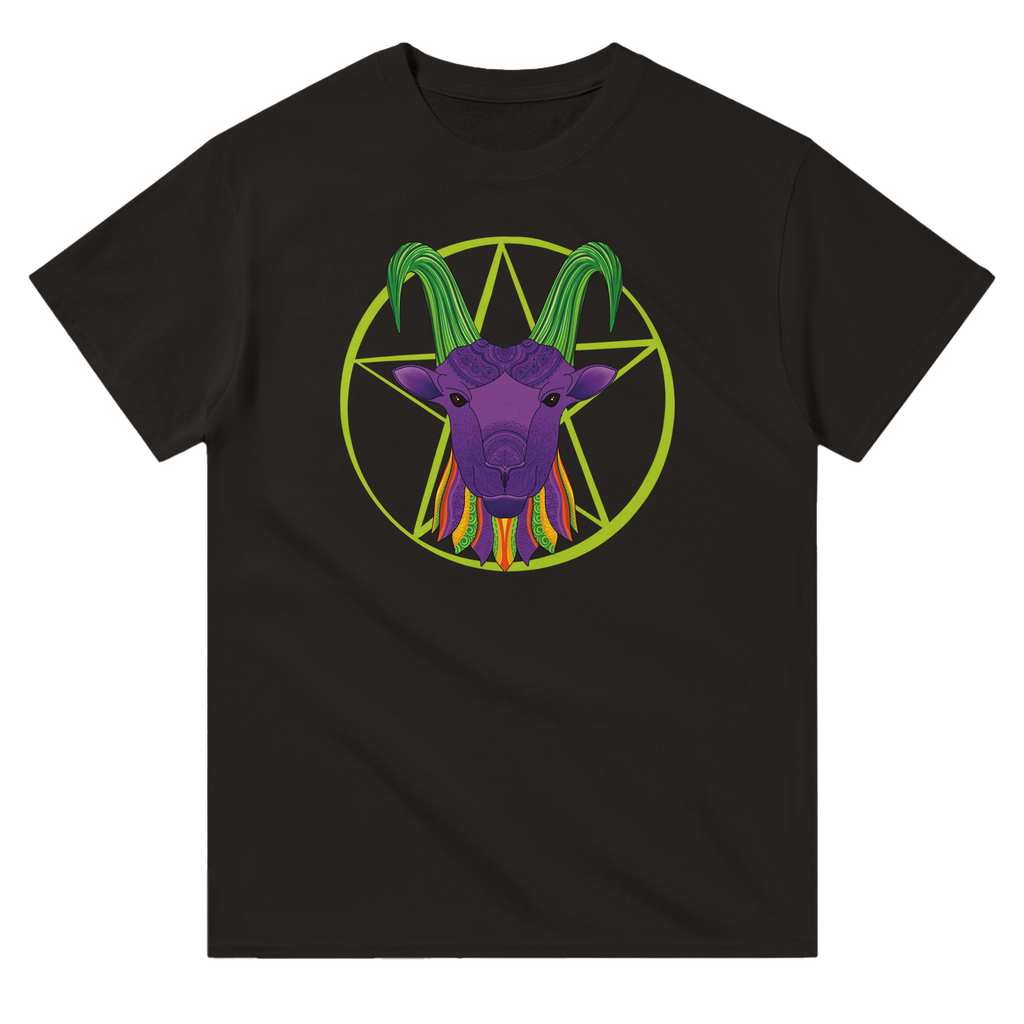 Image of Black T-Shirt with Capricorn Zodiac Sign Graphic by AK Pattern Studio 