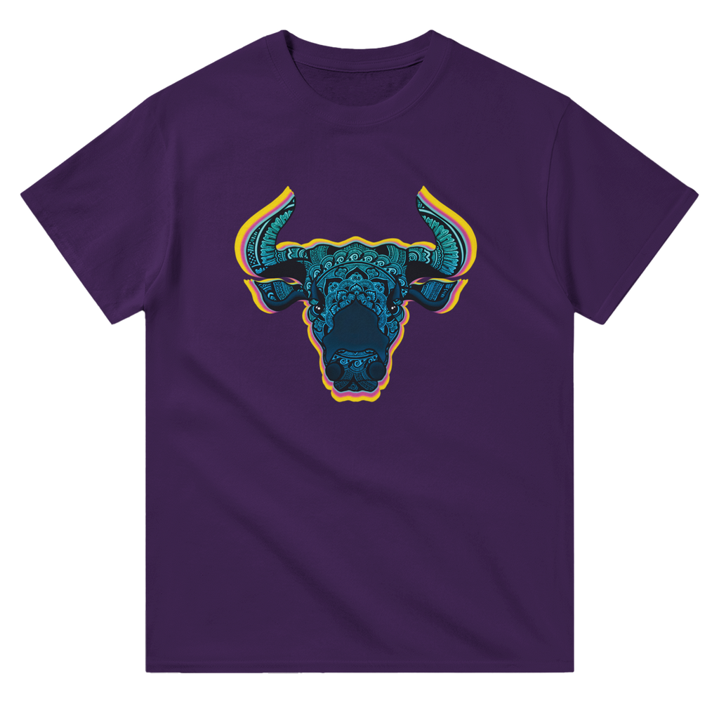 Image of Purple Graphic Tee with Taurus Sign by AK Pattern Studio 